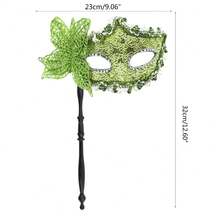 (1pc) Handheld Dragon Pattern Butterfly Masquerade Mask - Silver - View 2