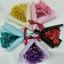 1 件 2023 年新款黃色滿天星迷你花束永生花家居裝飾、情人節紀念品、拍照道具、清新風格禮物 - 黃色 - 查看 2