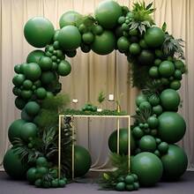 10-200件啞面厚圓形乳膠氣球,5/10/12/18英寸,深綠色,適用於主題派對、生日、婚禮、求婚、女神節、裝飾道具、新居入伙、開幕典禮拱門裝飾 - 墨綠色 - 查看 1