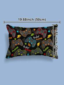 Gamepad Print Lumbar Pillow Cover Without Filler, Cute Throw Pillow Cover, Pillow Insert Not Include, For Sofa, Living Room - Multicolor - View 9