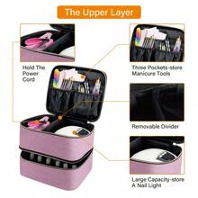UOZL Nail Polish Organizer Handheld Double Layer Cosmetic Organizer Tote Bag For Girls And Women Nail Art, Essential Oil, Cosmetic Set Daily Travel Use - Baby Pink - View 7