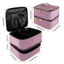 UOZL Nail Polish Organizer Handheld Double Layer Cosmetic Organizer Tote Bag For Girls And Women Nail Art, Essential Oil, Cosmetic Set Daily Travel Use - Baby Pink - View 3