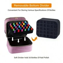 UOZL Nail Polish Organizer Handheld Double Layer Cosmetic Organizer Tote Bag For Girls And Women Nail Art, Essential Oil, Cosmetic Set Daily Travel Use - Baby Pink - View 6