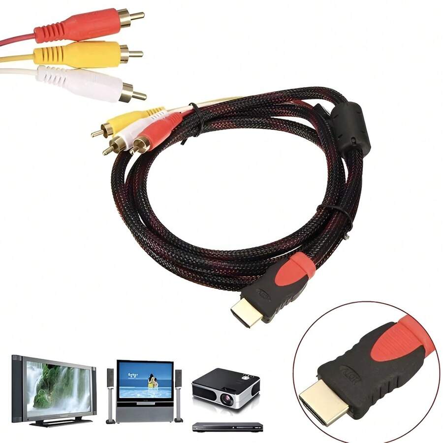 Cable  a RCA macho a macho, Cable Componente de audio y video, adaptador convertidor, 1.5M - Negro - Ver 1