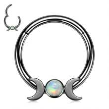 1 Miếng 16G Vòng mũi Vòng CZ Opal 316L Thép y tế Hoa tai Septum Bản lề Bộ phận Vòng Môi Xỏ lỗ tai Đồ trang sức , Vỏ sò Nhẫn , Xoắn ốc Nghiên cứu , Xuyên , Xuyên Giường đôi tiêu chuẩn , Hạt tai Septum Nhẫn - Bạc - Xem 4