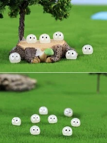 10入組迷你夜光小精靈煤球創意裝飾,發光夜景妖精花園裝飾,樹脂製迷你花園景觀裝飾 - 白色 - 查看 3