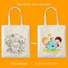 1個手工製作的空白帆布手提包,可用於裝飾和diy手工藝品,相片手提包,休閒帆布購物袋,肩袋,假日聚會生日禮物,印花帆布手提包,大容量肩袋,化妝包和袋,適合聖誕節購物組合 - 圖案9 - 查看 1