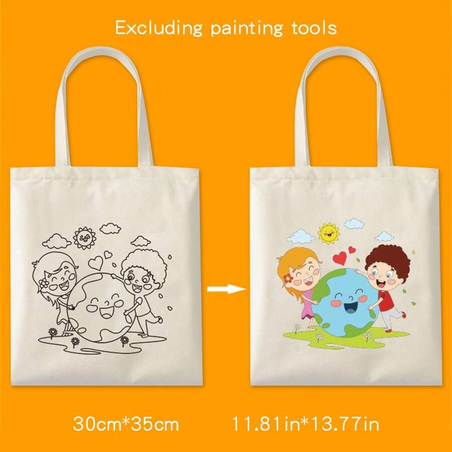 1個手工製作的空白帆布手提包,可用於裝飾和diy手工藝品,相片手提包,休閒帆布購物袋,肩袋,假日聚會生日禮物,印花帆布手提包,大容量肩袋,化妝包和袋,適合聖誕節購物組合 - 圖案9 - 查看 1