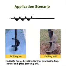 1 件园艺用螺旋孔钻头，尺寸为 4 X 45 厘米/5 X 45 厘米，非常适合种植花卉和球茎，园艺工具，园艺工具 - 黑色 - 查看 5