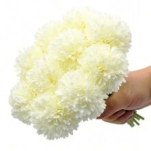 10入組人工仿真假花植物絲菊石球绣球绣球绣球,適用於婚禮花束裝飾,居家廚房花園派對桌面花藝中心diy - 白色 - 查看 4