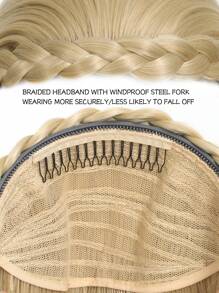 頭帶假髮長直合成半假髮20英寸頭帶部分假髮金色辮子頭箍髮片夾式髮延擴展頂部髮片,適用於女性 - 間色 - 查看 6