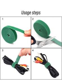 1 Rollo Organizador De Correas De Cable De Nylon De Fijación Reutilizable Con Gancho Y Bucle, Correa De Cable De Color Sólido Con Gancho Y Bucle - Negro - Ver 6