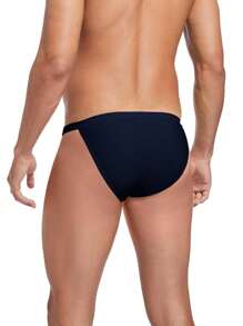 New Sexy Men's Triangle Low Waist Solid Color Anti-embarrassment Swimming Briefs - Navy Blue - View 4