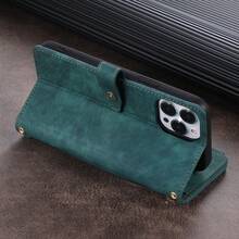 Classic Fashion Color Double Clamshell Card Slot Storage Card Scratch-Resistant Leather Phone Case Compatible With Samsung Galaxy S22 S22 Ultra S23 Plus All-In-One Phone Case That Folds And Acts As A Phone Stand Compatible With Samsung Galaxy S22Plus S23FE S23 S23 Ultra - Green - View 9