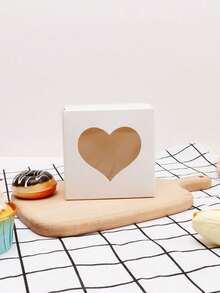 10入組婚禮糖果盒,透明pvc心形窗戶,特殊紙質糖果包裝盒 - 白色 - 查看 2