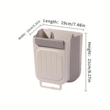 1pc Foldable Trash Can For Household Kitchen Cabinet Door Hanging - 中号灰白色 - View 2
