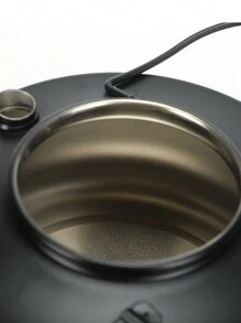 1個1.5升不銹鋼戶外水壺,適用於露營和旅行,帶有防燙手柄的復古茶壺,用於露營茶壺,咖啡壺,露營炊具