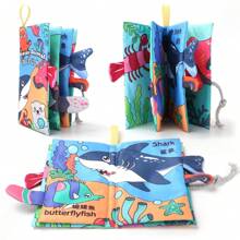 1套寶寶早期感官織物書,寶寶的第一本書,可清洗的莎莎織物書,寶寶安靜的織物書,寶寶睡前故事書 - 海洋尾巴立體佈書(4頁8面) - 查看 2