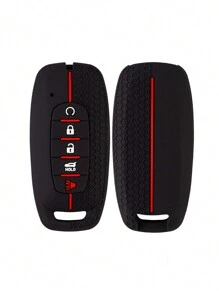 1 个黑色硅胶汽车钥匙套 5 键适用于 Nissan Pathfinder、Teana、Rogue、X-Trail、ARIYA 车型 - 黑色 - 查看 1