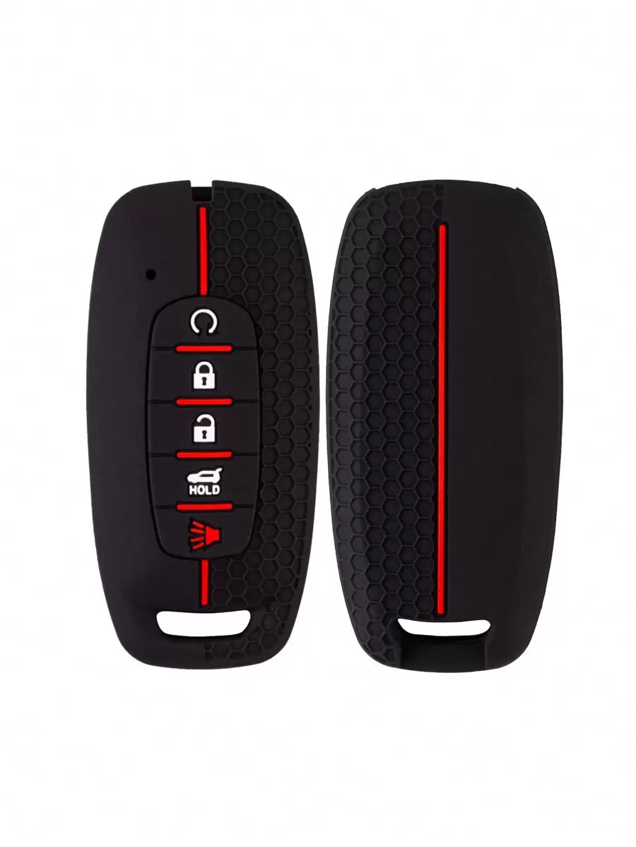 1 个黑色硅胶汽车钥匙套 5 键适用于 Nissan Pathfinder、Teana、Rogue、X-Trail、ARIYA 车型 - 黑色 - 查看 1