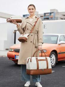 BOVIP 大容量便攜大容量旅行包雙手柄帶拉鍊教師男女生女生女大學生教師節體育場運動戶外旅行郊遊工作商務通勤初中高中, 小學 , 大學 , 適合學校 - 米色 - 查看 6