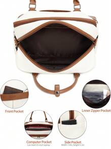 BOVIP 大容量便攜大容量旅行包雙手柄帶拉鍊教師男女生女生女大學生教師節體育場運動戶外旅行郊遊工作商務通勤初中高中, 小學 , 大學 , 適合學校 - 米色 - 查看 5