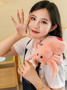 25cm Pink & Red Tail Spider Stuffed Plush Toy For Halloween, Cartoon Spider Decoration And Cute Spider Pillow For Home Decor - Pink - View 3