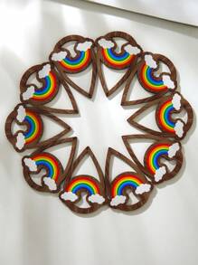 10pcs Rainbow Colored Hollow Out Teardrop Shaped Wooden Beads For Diy Jewelry Making - Multicolor - View 4