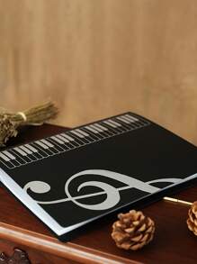 1pc A4 Size Music Score Folder, Sheet Music Collection Folder, Stave Storage, For Piano Sheet Music Document Organizer - Black - View 2