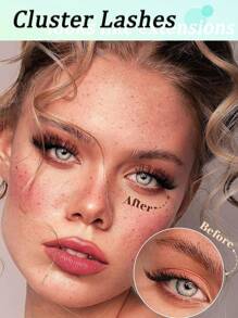 56Pcs 10-18mm Mixed Length D Curl Fluffy  Individual Cluster Lashes Segmented Spikes Individual False Eyelashes Individual Eyelash Extensions Lash Clusters,Eye Lash Clusters,Individual Eyelashes,Lashes,Fake Lashes - 黑色 - 查看 7