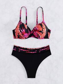Plus Size Bikini Sets - 黑色 - 查看 3