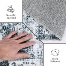Living Room Area Rugs Indoor Vintage Boho Rug Bedroom Traditional Washable Rug Non Slip Distressed Floor Carpet For Dining Room Floral Print Retro Carpet Mat Throw Rug Hallway Runner Kitchen Floorcover Mat Entryway Mat For Laundry Bathroom, Taupe - Xám - Xem 7