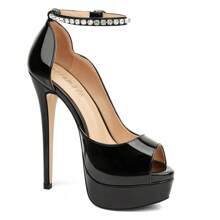 MERUMOTE Women's Peep Toe Platforms High Heels Dress Party Pumps 6 Inch Heels - Black Pearl - View 5