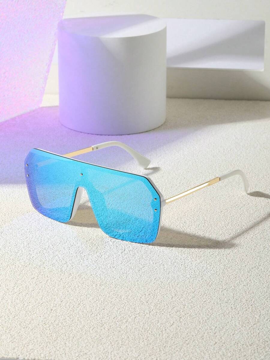 1pc New Style Metal OceanStyle Big Frame Fashion Glasses, With Double