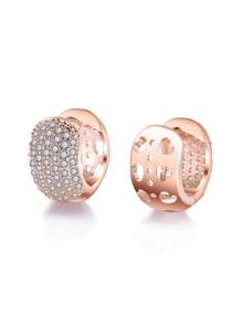 2入組時尚立體陀飛輪中空裝飾寬耳環,適合女性日常佩戴