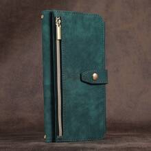 Classic Fashion Color Double Clamshell Card Slot Storage Card Scratch-Resistant Leather Phone Case Compatible With Samsung Galaxy S22 S22 Ultra S23 Plus All-In-One Phone Case That Folds And Acts As A Phone Stand Compatible With Samsung Galaxy S22Plus S23FE S23 S23 Ultra - Green - View 8