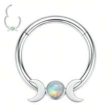 1 Miếng 16G Vòng mũi Vòng CZ Opal 316L Thép y tế Hoa tai Septum Bản lề Bộ phận Vòng Môi Xỏ lỗ tai Đồ trang sức , Vỏ sò Nhẫn , Xoắn ốc Nghiên cứu , Xuyên , Xuyên Giường đôi tiêu chuẩn , Hạt tai Septum Nhẫn - Bạc - Xem 16