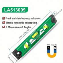 230MM Level Angle Gauge Finder, Horizontal Vertical Cross Line Leveler Measuring Tape, Digital Ruler Tool For Handymen Accurate Angle Measurement Made Easy - Green - View 2