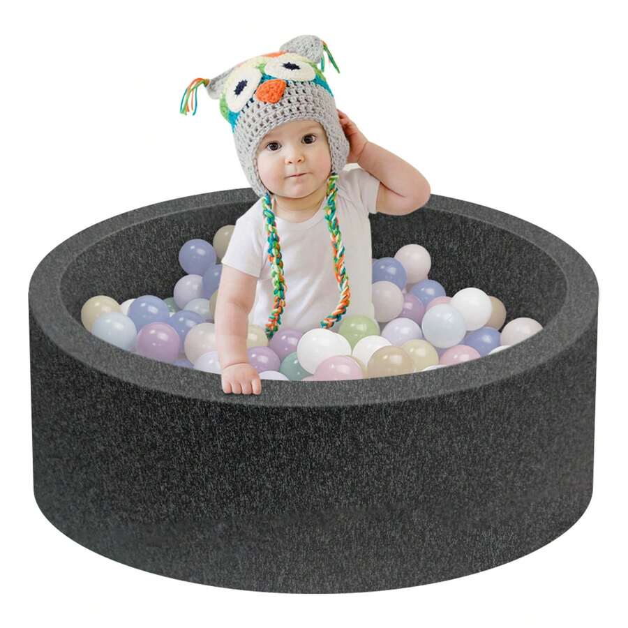嬰兒波波池（不包含波波）軟圓記憶泡沫波波池,適用於內外使用,適合嬰兒和幼童使用,深灰色