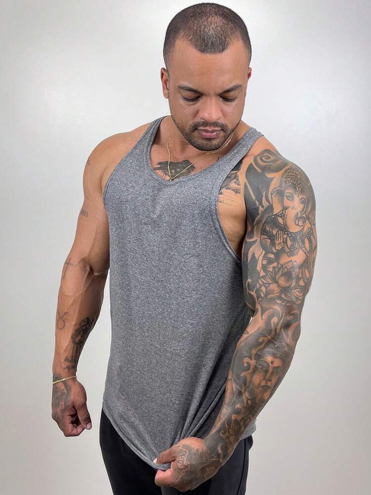 Men Tank Tops - Grey - View 5