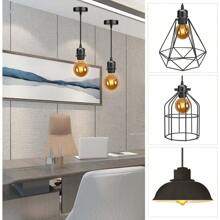 Led燈泡吊燈配件,3000k暖光/ 6500k白光,e27螺紋燈座懸掛吊燈配件套件帶鎖環,100cm彈性電纜黑色金屬自組吊燈 - 黑色 - 查看 4