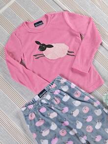 A DORMIR Conjunto de Pijama Camiseta Manga Larga y Pantalon Para Niña - Rosa - Ver 2