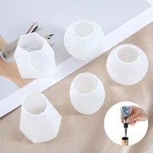 5 cái/gói DIY Pha lê Epoxy Nhựa Rượu vang Khuôn 5 Hình học Hình dạng , Đối với Làm 5 Khác nhau Rượu vang Tay cầm Và Cá nhân hóa Món quà - trắng - Xem 2