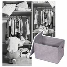 4 Pack Large Foldable Storage Box With Lids [16.5x11.8x11.8] Fabric Storage Cube Organizer Cloth Containers Linen Bins Baskets For Closet Clothes Clothing Bed Room