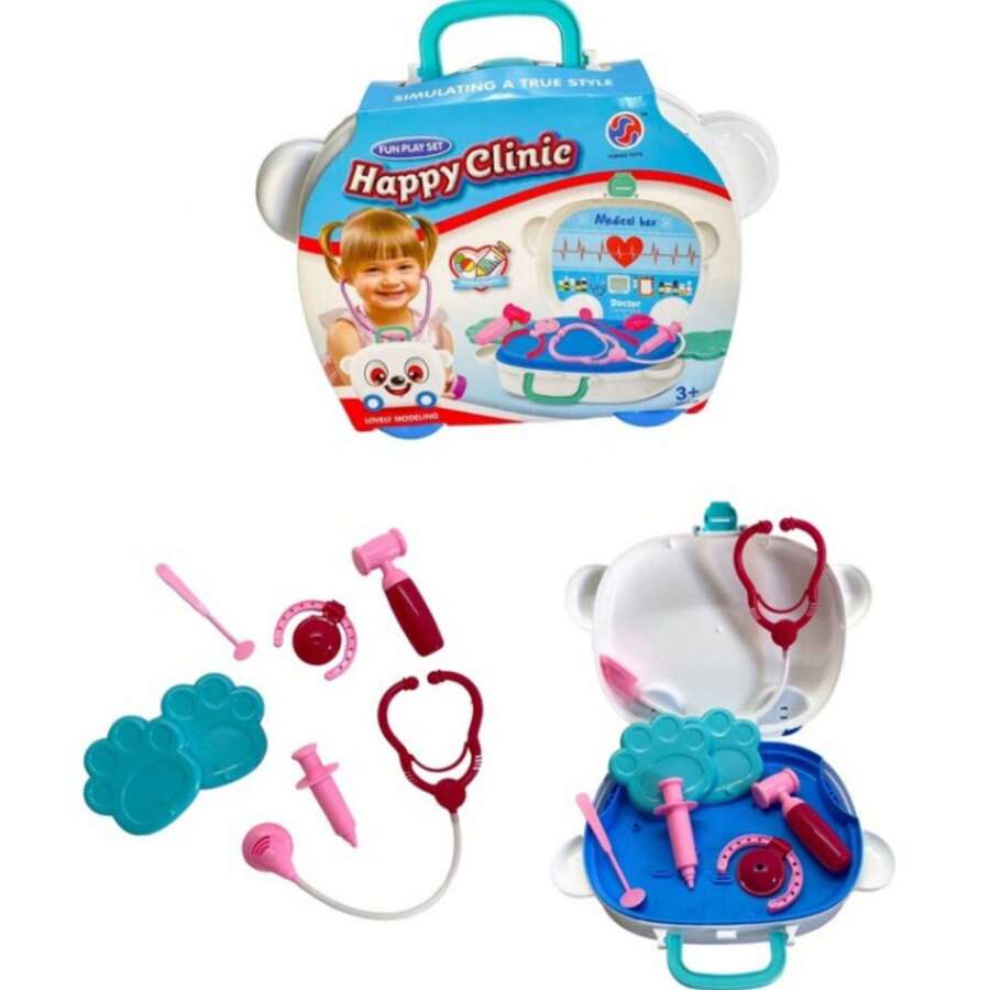 Maleta Kit Médico Infantil Brinquedo Faz de Conta Maleta com Rodinhas Happy Clinic Cyb000166 - Branco - Visão 1