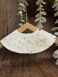 1 Piece White Second-Speed Adjustable Waterproof Fashion Embroidered Saliva Napkin For Baby Girl Suitable For Daily Use - Gold - View 5