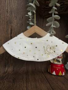 1 Piece White Second-Speed Adjustable Waterproof Fashion Embroidered Saliva Napkin For Baby Girl Suitable For Daily Use - Gold - View 7