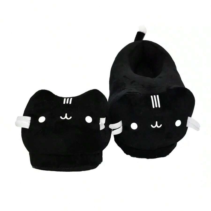 Pantuflas Kawaii de Gato para un Paseo Purrfecto - Blanco y Negro - Ver 1