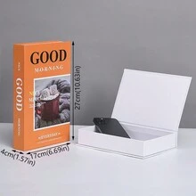 1pc Faux Book Storage Box With Opening Function For Modern Simple Office/Tv Cabinet Decoration - Orange - View 2