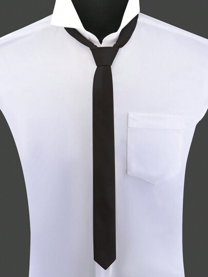 1 pezzo Cravatta sottile nera da uomo da 4 cm con filettatura, cravatta di moda per matrimoni e feste, cravatta casual da uomo